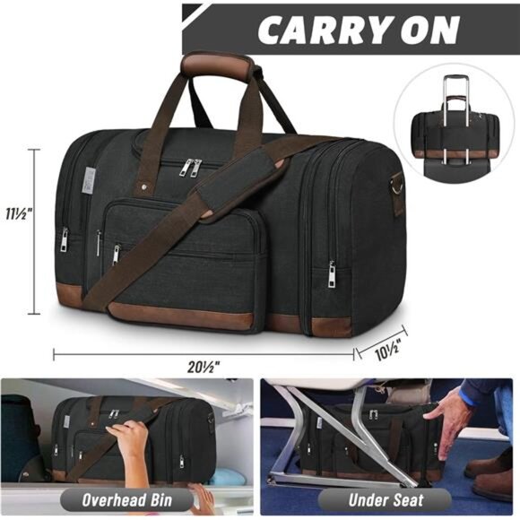 Duffle Bag for Travel,Overnight Weekend Gym Carry On Luggage Bag, 50L Travel Bag - Picture 5 of 7